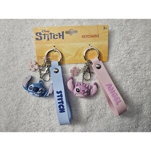 Stitch & Angel Keychains Disney Collectible Charms Set Wristlet Purse Charms